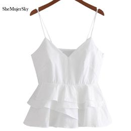 T-Shirt SheMujerSky White Crop Top Women 2022 Summer Sleeveless Halter Tops Femme Sexy Cropped