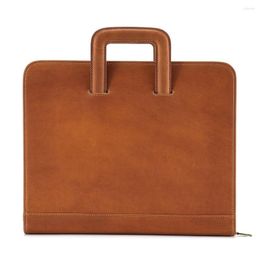 Briefcases Genuine Leather Vintage Men Briefcase For 13.3" Laptop 12.9" Tablet Handbag Business Portfolio Organiser Travel Office
