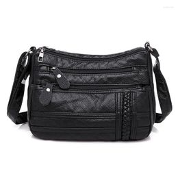 Waist Bags Ladies Multi-pocket Messenger Bag High Quality Soft PU Leather Shoulder Casual Crossbody For Women 2023