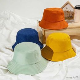 Wide Brim Hats Children Bucket Hat Kids Solid Colour Beach Sun Summer Sunscreen Outdoor Fisherman Cap For Boys Girls R230607