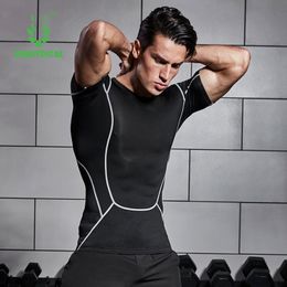 Men's T-Shirts VANSYDICAL Compression Shirt Men Gym Clothing Short Sleeve Quick Dry Sportswear Male Fitness Bodybuilding Tee Workout Muscle Top 230607