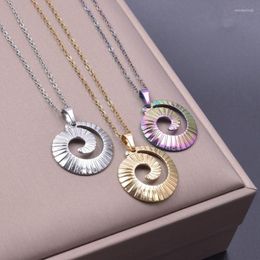 Chains 1/3Pcs Stainless Steel Vortex Round Pendant Necklaces Punk Endless Circle Sea Conch Spiral Collar Hombre Jewellery Making