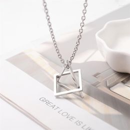 Chains Korean Fashion Geometric Triangle Square Necklace Hip-hop Male And Female Students Long Stainless Steel Pendant