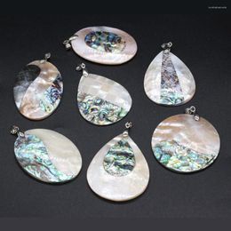 Pendant Necklaces 1PC Natural Shell Abalone White Material Striped Series Round For Jewellery MakingDIY Necklace Accessorie Charm Gift Party