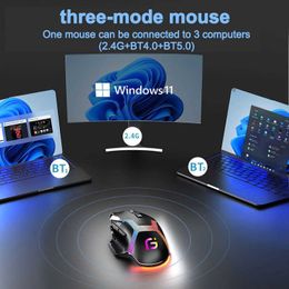 Mice Mice Wireless Mouse Rechargeable Bluetooth Gaming Mouse Ergonomic USB Mice With Backlight RGB PC Laptop Free Mouse Pad