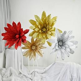 Decorative Flowers Wedding Flower Large Golden Flash Daisy Artificial Chrysanthemum For Diy Background Wall Decoration