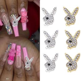 Nail Art Decorations 3D Bunny Charm 10pcs Bling design nail charms 1015mm Alloy Glitter Crystal DIY Jewellery 230606