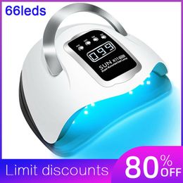 Nail Dryers 66 LEDs Nail Drying Lamp UV LED Nail Dryer With 1.5m Cable Manicure Machine For Curing Gel Polish Nail Lamp With Auto Sensor 230606