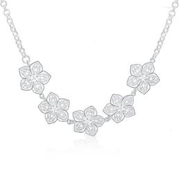 Chains 925 Sterling Silver Fashion Vintage Exquisite Bauhinia Necklace Five Flowers Clavicle Chain Ladies Party Gift Jewellery