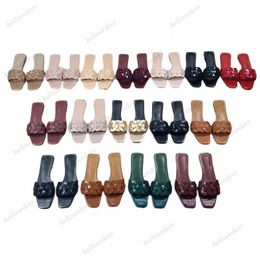 Womens Luxury Knitted Slippers leather Sandals Designe Slippers Flats Outdoor Beach Slides Shoes