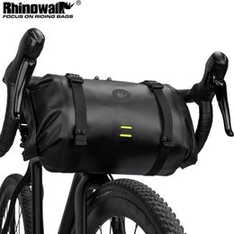 Panniers Bags Rhinowalk Bicycle Bag Waterproof Front Reflectice Tube Bike Bag MTB Large Capacity Handlebar Bag Front Frame Trunk Pannier 230606