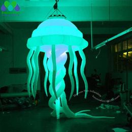 3m Long Hanging Inflatable Jellyfish With LED Strip And Built-In Blower Party Wedding Stage Nightclub Decoration Balloon