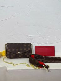 3A Quality handbags purses shoulder bags Women favorite mini pochette 3ps accessories cross body bag vintag leather multi color straps wall Broadband Shoulder Bag
