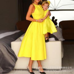 Casual Dresses Fashion Women Vintage Pleated Dress Elegant Round Neck Sleeveless High Waist Corset Flared