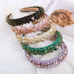 Solid Colour Full Diamond Fabric Headband Fashion Hair Accessories Women's Party Shining Hairband Hair Band Hoop Girl New