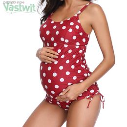 Maternity Swimwears Sexy Maternity One Piece Swimsuit Tankinis Pregnant Women Summer Plus Size Polka Dots Swimwear Beachwear Pregnancy Bathing Suit T230607