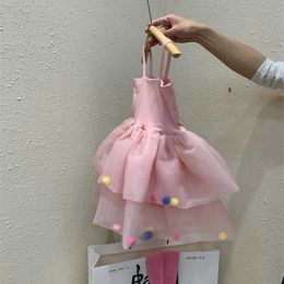 Girl's Dresses Girls' Dress Colourful Fur Ball Small Fresh And Princess Summer New Style Baby Kids Clothong