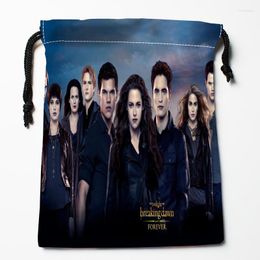 Storage Bags The Saga Breaking Dawn Drawstring Print 18X22CM Soft Satin Fabric Resuable Clothes Bag Shoes