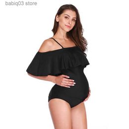 Maternity Swimwears Summer Swimwear for Pregnant Women Swiming Beach Wear Pregnancy Black Swimsuit Sexy Suspender Plus Size Maternity Bathing Suits T230607