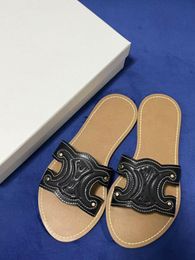 Luxury TRIOMPHE Designer Slipper Soft Massage Slides Sandals Shoes Slide Summer Beach Outdoor Cool Slippers Fashion Flat Flip Flops 35-40