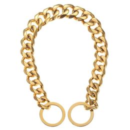 Collars 15mm Wide Gold Stainless Steel Metal Training Collars for Large Dogs French Bulldog Pitbull Dachshund Safety Pet Dog Choke Chain