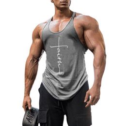 Men's Gym Vest Brand New Fashion crew neck Tank Top Bodybuilding Undershirt Fitness muscular Sleeveless Shirt Workout