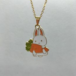 Pendant Necklaces Yungqi Cartoon Carrot For Women Girl Enamel Animal Necklace Chain Choker Party Jewellery Collar