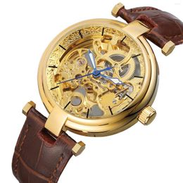 Wristwatches Forsining Fashion Carved Dial Waterproof Hollow Automatic Mechanical Women Watch Simple Ladies Clock Wristwatch Rejol Mujer