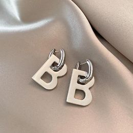 Hoop Earrings Fashion Letter B Women Stainless Steel Jewelry 14K Gold Plated Punk Temperament Girls Party Accessories