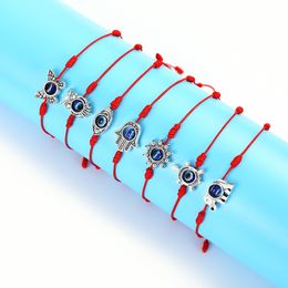 Turkish Evil Eye Bracelet Hand Woven Tortoise Palm Eye Demon Lucky Red Rope Bracelet For Women Men Jewelry