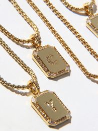 Pendant Necklaces Brass With 18K Gold Zircon Letter Women Jewellery Punk Party T Show Designer Club Ins Rare Japan Korean 230607