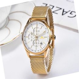 All Dials Work Mens Watches Running Stopwatch Quartz Calendar Wristwatches 42mm Stainless Steel Cool Men Watch Whole Gift3420245J