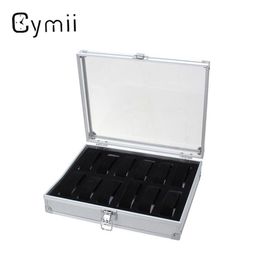 Whole-12 Grid Aluminium Watch Storage Case Bracelet Organiser Professional Wrist Watches Display Box Jewellery Storage Holder Ca235P