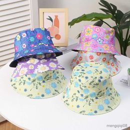 Wide Brim Hats Unisex Flower Print Reversible Bucket Hat Beach Sun Protection Fisherman For Women Men 2023 new R230607