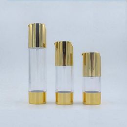 Storage Bottles 15ML 30ML 50ML Emulsion Airless Bottle Empty Electroplate Gold Refillable Cosmetic Packaging Portable Essence