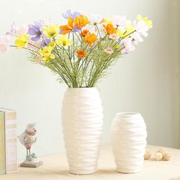 Decorative Flowers Artificial Bouquet Silk Rose Vase For Home Decor Garden Wedding Fake Plants 6 Heads