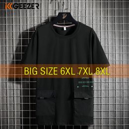 Мужская футболка футболка Men 6xl 7xl 8xl с коротким рукавом 95% хлопок плюс размер черные футболки Summer Tee Tee Fashion Highsteet Lose Drop 230606