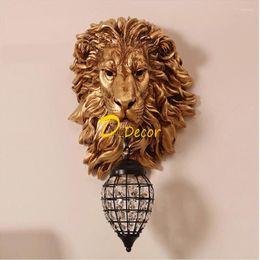 Wall Lamp Crystal Lights French Luxury Lion Animal Shade Led Home Decor Kitchen Light Indoor Lighting Sconce
