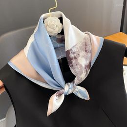 Scarves Real Silk Scarf Floral Print Square Women Head Hijab Shawl Design Wrap Neck Tie Hair Foulard Bandana Kerchief