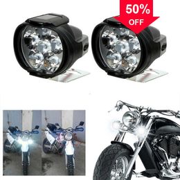 Car 2pcs Motorcycle 6 LED Headlight High Bright Working Spot Light Electric Scooters Lamp Motor Auxiliary Head Bulb