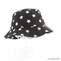 Wide Brim Hats New Boys Girls Star Print Bucket Hat Kids Summer Sun Cap Cotton Fisherman R230607