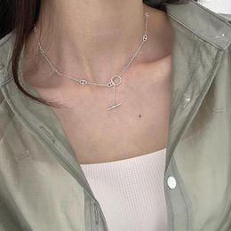 Chains Japan Authentic 925 Sterling Silver Open Circle & Chain "Y" Lariat Necklace Jewellery C-B986