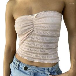 Women's Tanks Tik-tok Style Crop Top Off Shoulder Open Back Vest For Ladies Girl Drop