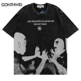 Men's T-Shirts Mens Punk T Shirt Streetwear Hip Hop Vintage Retro Graphic Print Gothic T-Shirt Harajuku Casual Cotton Short Sleeve Tshirt 230607