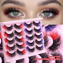 Thick Curled Coloured False Eyelashes Naturally Soft & Vivid Handmade Reusable Multilayer 3D Fake Lashes Colourful Messy Crisscross Lash Extensions