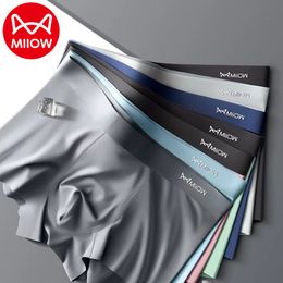 Miiow 3pcs AAA Conductive Antibacterial Men Underwear 120S Ice Silk Fabric Men's Panties Sexy Seamless Boxer Shorts Underpants 230606