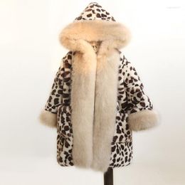 Jackets Baby Kids Clothes Girls Fur Coats Winter Fashion Mid-length Leopard Jacket For Girl Thicken Warm Children's Clothing 2-8Y