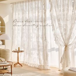 Curtain French Light Luxury Lace Curtains For Living Dining Room Bedroom Translucent Impervious Senior Sense Drift Window Veil Dream