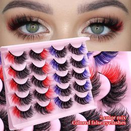 Hand Made Reusable Curly Colour Fake Eyelashes Extensions Messy Crisscross Multilayer Thick Mink False Lashes Colourful Naturally Soft Light DHL