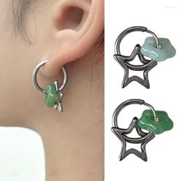 Hoop Earrings Imitation Jade Star Earring Handmade Simple Stud Unique Charm Dangle Fashion Hip Hop Jewelry